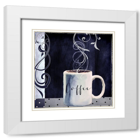 Cafe Blue I White Modern Wood Framed Art Print with Double Matting by Sasha