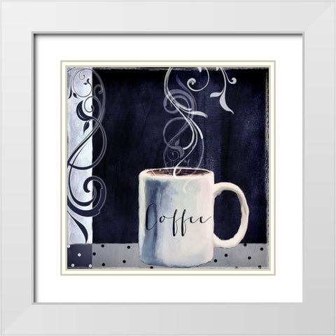 Cafe Blue I White Modern Wood Framed Art Print with Double Matting by Sasha