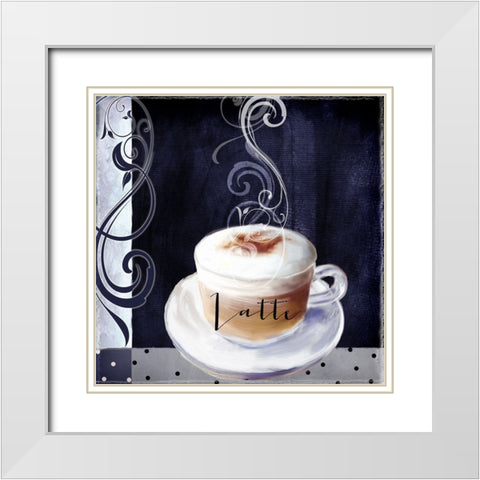 Cafe Blue II White Modern Wood Framed Art Print with Double Matting by Sasha