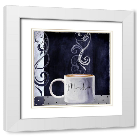 Cafe Blue III White Modern Wood Framed Art Print with Double Matting by Sasha