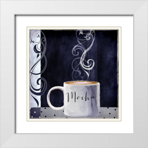 Cafe Blue III White Modern Wood Framed Art Print with Double Matting by Sasha