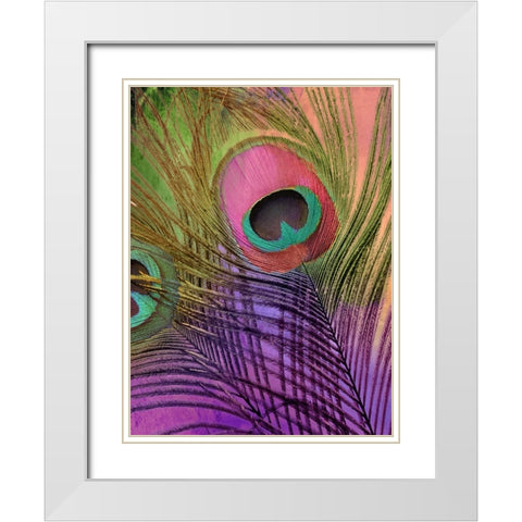 Peacock Candy III White Modern Wood Framed Art Print with Double Matting by Sasha
