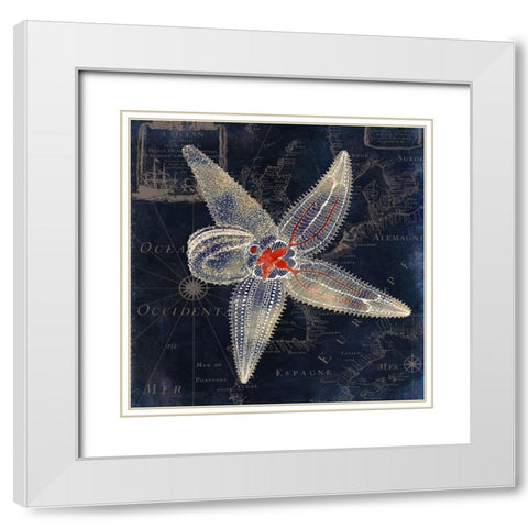 Maritime Blues IV White Modern Wood Framed Art Print with Double Matting by Sasha