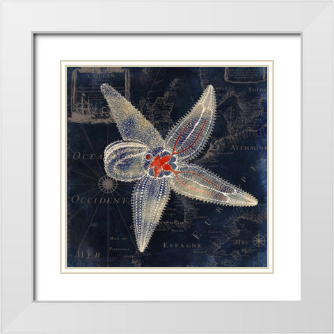 Maritime Blues IV White Modern Wood Framed Art Print with Double Matting by Sasha