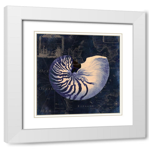 Maritime Blues V White Modern Wood Framed Art Print with Double Matting by Sasha