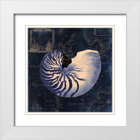 Maritime Blues V White Modern Wood Framed Art Print with Double Matting by Sasha