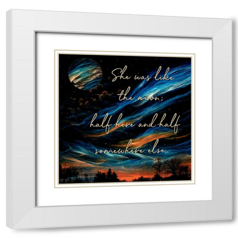 Half Here White Modern Wood Framed Art Print with Double Matting by Sasha