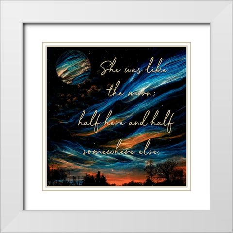 Half Here White Modern Wood Framed Art Print with Double Matting by Sasha
