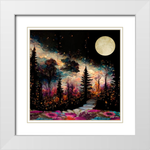 Fairy Forest I White Modern Wood Framed Art Print with Double Matting by Sasha