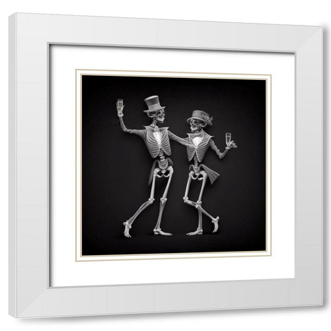 Skeleton I White Modern Wood Framed Art Print with Double Matting by Sasha