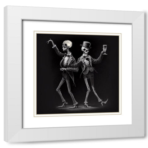 Skeleton III White Modern Wood Framed Art Print with Double Matting by Sasha