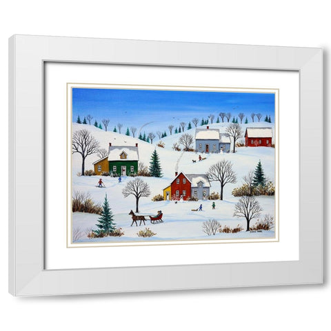 Country Neighbours White Modern Wood Framed Art Print with Double Matting by Mark, Sharon