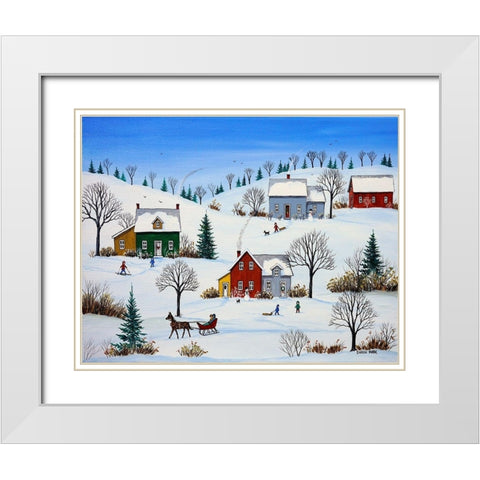 Country Neighbours White Modern Wood Framed Art Print with Double Matting by Mark, Sharon
