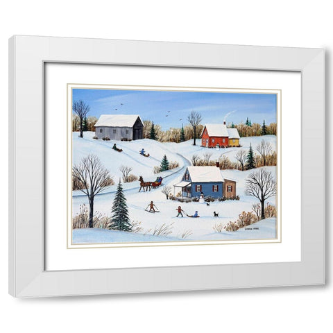 Country Road White Modern Wood Framed Art Print with Double Matting by Mark, Sharon
