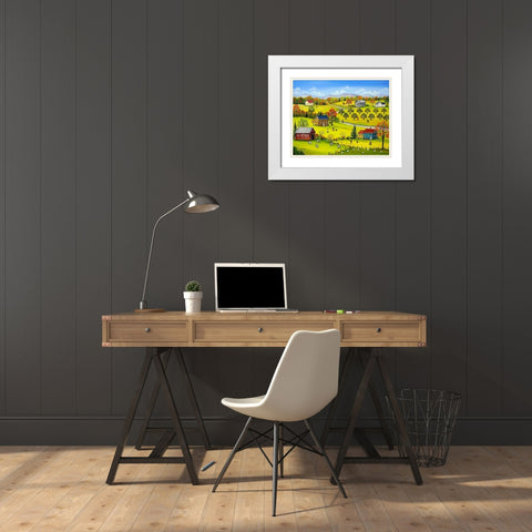 Farm Kids in the Fall White Modern Wood Framed Art Print with Double Matting by Mark, Sharon