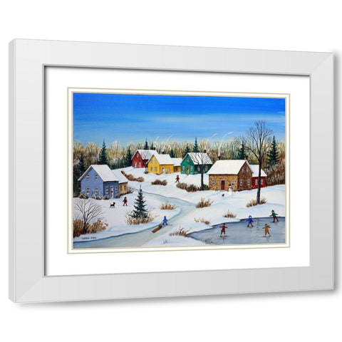 Five Houses in Winter White Modern Wood Framed Art Print with Double Matting by Mark, Sharon