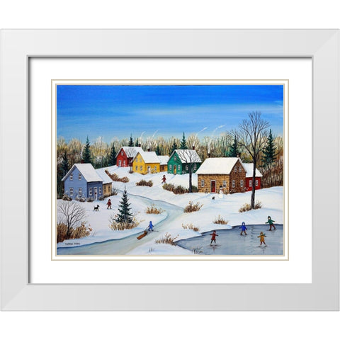 Five Houses in Winter White Modern Wood Framed Art Print with Double Matting by Mark, Sharon