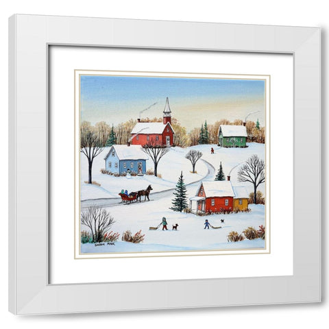 Fresh Snow White Modern Wood Framed Art Print with Double Matting by Mark, Sharon