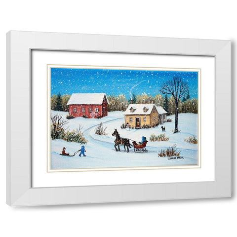 Horse and Sleigh White Modern Wood Framed Art Print with Double Matting by Mark, Sharon