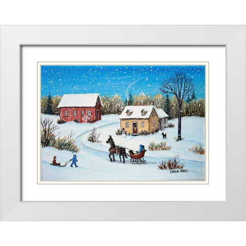 Horse and Sleigh White Modern Wood Framed Art Print with Double Matting by Mark, Sharon
