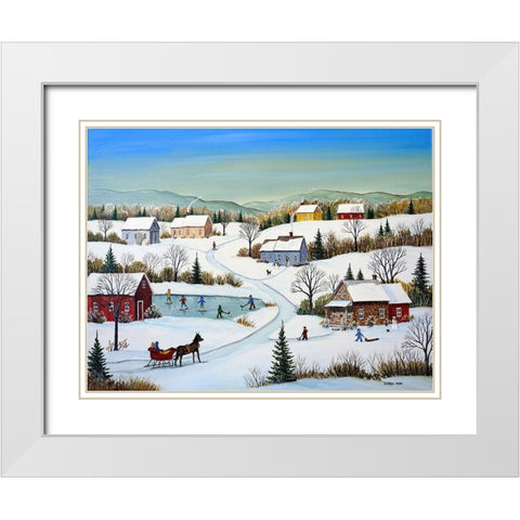 Little Country Village White Modern Wood Framed Art Print with Double Matting by Mark, Sharon