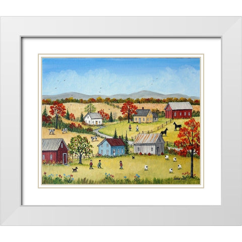 October White Modern Wood Framed Art Print with Double Matting by Mark, Sharon