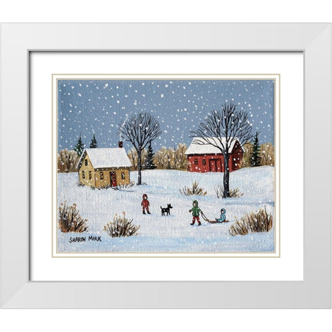 Snow Day White Modern Wood Framed Art Print with Double Matting by Mark, Sharon