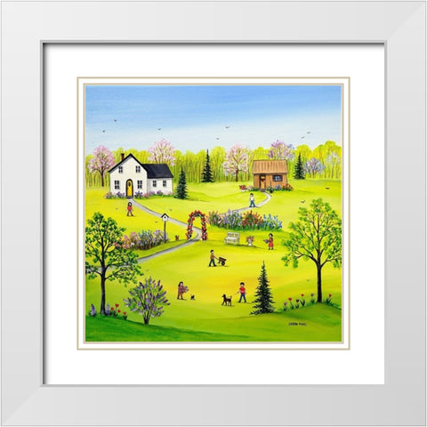 Spring is Blooming White Modern Wood Framed Art Print with Double Matting by Mark, Sharon