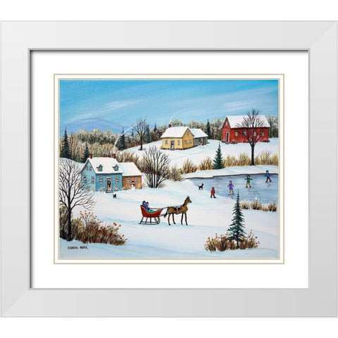 Time for a Sleigh Ride White Modern Wood Framed Art Print with Double Matting by Mark, Sharon