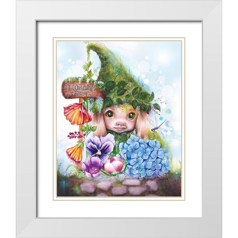 Flowers 4 Sale - Garden Whimzies White Modern Wood Framed Art Print with Double Matting by Sheena Pike Art