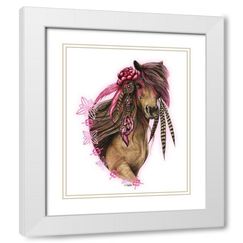 Magenta Warrior - T Shirt Design White Modern Wood Framed Art Print with Double Matting by Sheena Pike Art