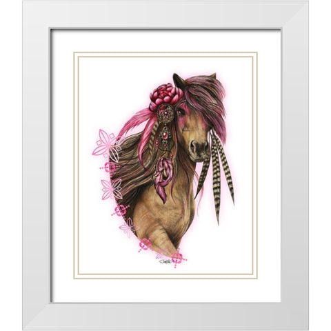 Magenta Warrior - T Shirt Design White Modern Wood Framed Art Print with Double Matting by Sheena Pike Art