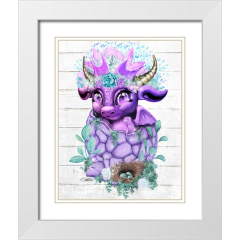Spring Lil DragonZ White Modern Wood Framed Art Print with Double Matting by Sheena Pike Art
