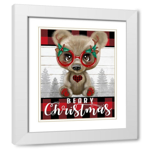 Beary Christmas White Modern Wood Framed Art Print with Double Matting by Sheena Pike Art