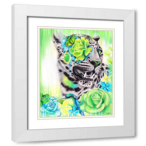 AquaLime Leopard White Modern Wood Framed Art Print with Double Matting by Sheena Pike Art