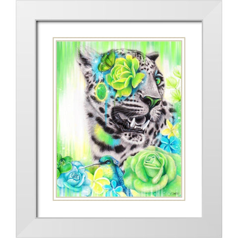 AquaLime Leopard White Modern Wood Framed Art Print with Double Matting by Sheena Pike Art