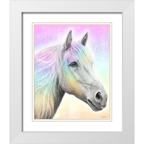 Pastel Dream Horse White Modern Wood Framed Art Print with Double Matting by Sheena Pike Art