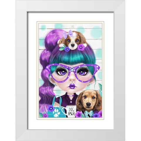 Puppy Loving Petunia - Munchkinz White Modern Wood Framed Art Print with Double Matting by Sheena Pike Art