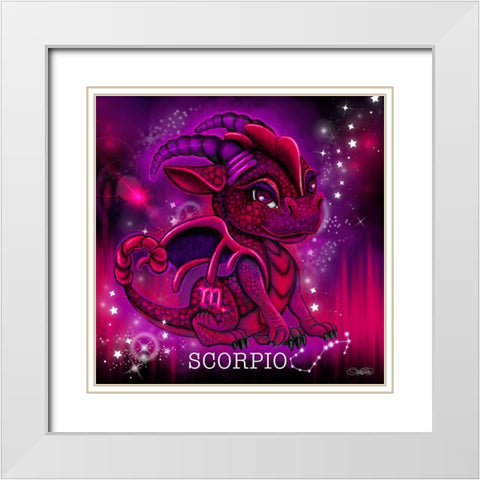 Zodiac Lil Dragonz Scorpio White Modern Wood Framed Art Print with Double Matting by Sheena Pike Art