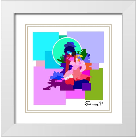 Nude White Modern Wood Framed Art Print with Double Matting by Pansanit, Surapol