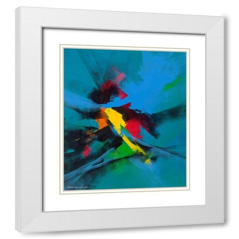 Joyful I White Modern Wood Framed Art Print with Double Matting by Leung, Thomas