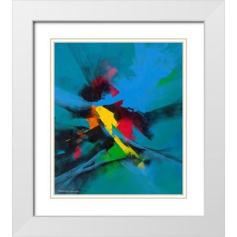 Joyful I White Modern Wood Framed Art Print with Double Matting by Leung, Thomas