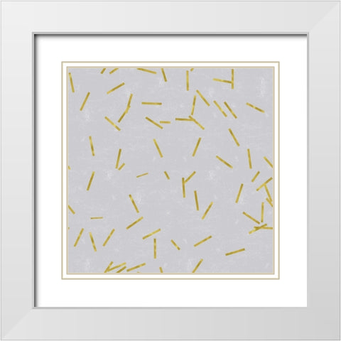 Grey Linen Golden Matchstick Confetti White Modern Wood Framed Art Print with Double Matting by Lavoie, Tina