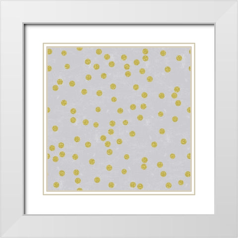 Grey Linen Golden Round Confetti White Modern Wood Framed Art Print with Double Matting by Lavoie, Tina