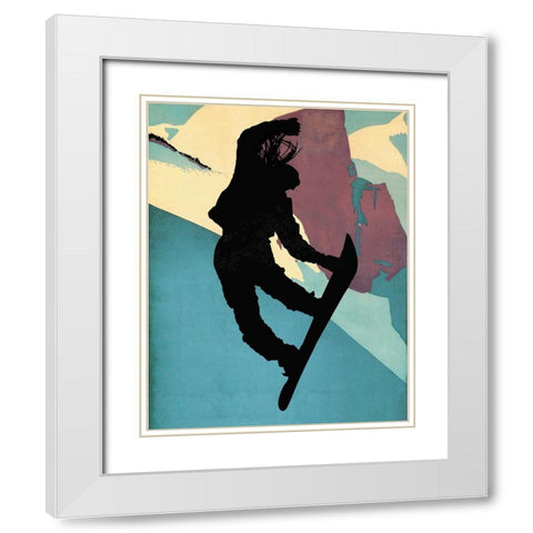 Snowboarding Betty Morning Light White Modern Wood Framed Art Print with Double Matting by Lavoie, Tina
