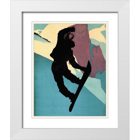 Snowboarding Betty Morning Light White Modern Wood Framed Art Print with Double Matting by Lavoie, Tina