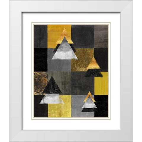 Abstract Christmas Trees card White Modern Wood Framed Art Print with Double Matting by Lavoie, Tina