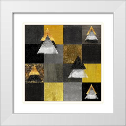 Abstract Christmas Trees White Modern Wood Framed Art Print with Double Matting by Lavoie, Tina
