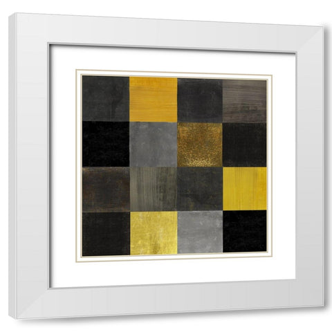 Abstract Geometric Squares White Modern Wood Framed Art Print with Double Matting by Lavoie, Tina