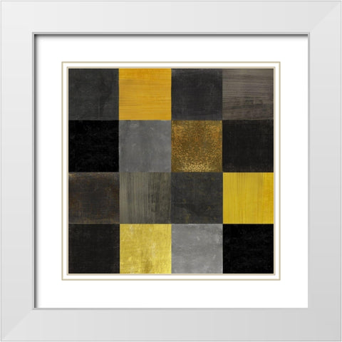 Abstract Geometric Squares White Modern Wood Framed Art Print with Double Matting by Lavoie, Tina